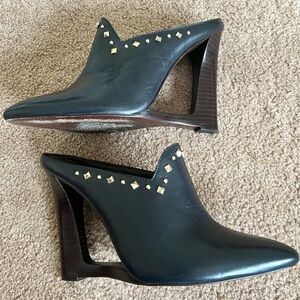 Tory Burch Navy Mules with Gold Studs